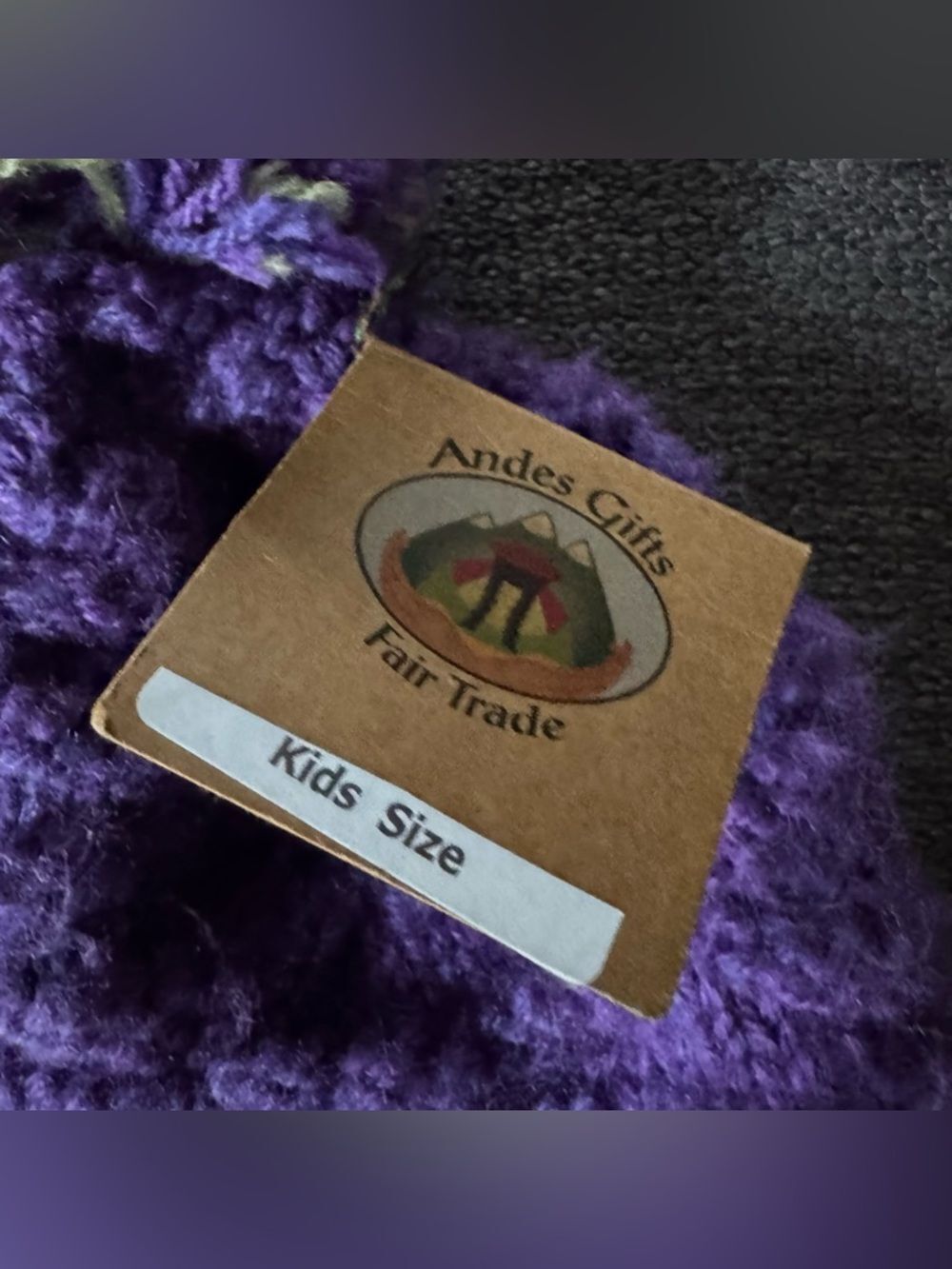 Andes Gifts Alpaca Purple Knit Pom Pom Beanie Hat Cozy Toddler Girl 2T-5T NEW - Picture 8 of 8